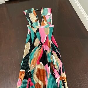 Elegant Multicolor Pleated Maxi Dress